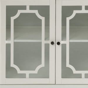 Homeroots 34" White Sideboard With Two Glass Doors White  286455