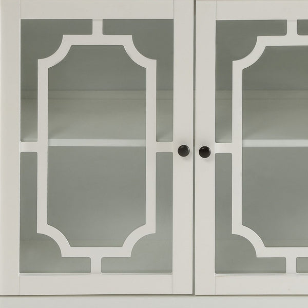 Homeroots 34" White Sideboard With Two Glass Doors White  286455