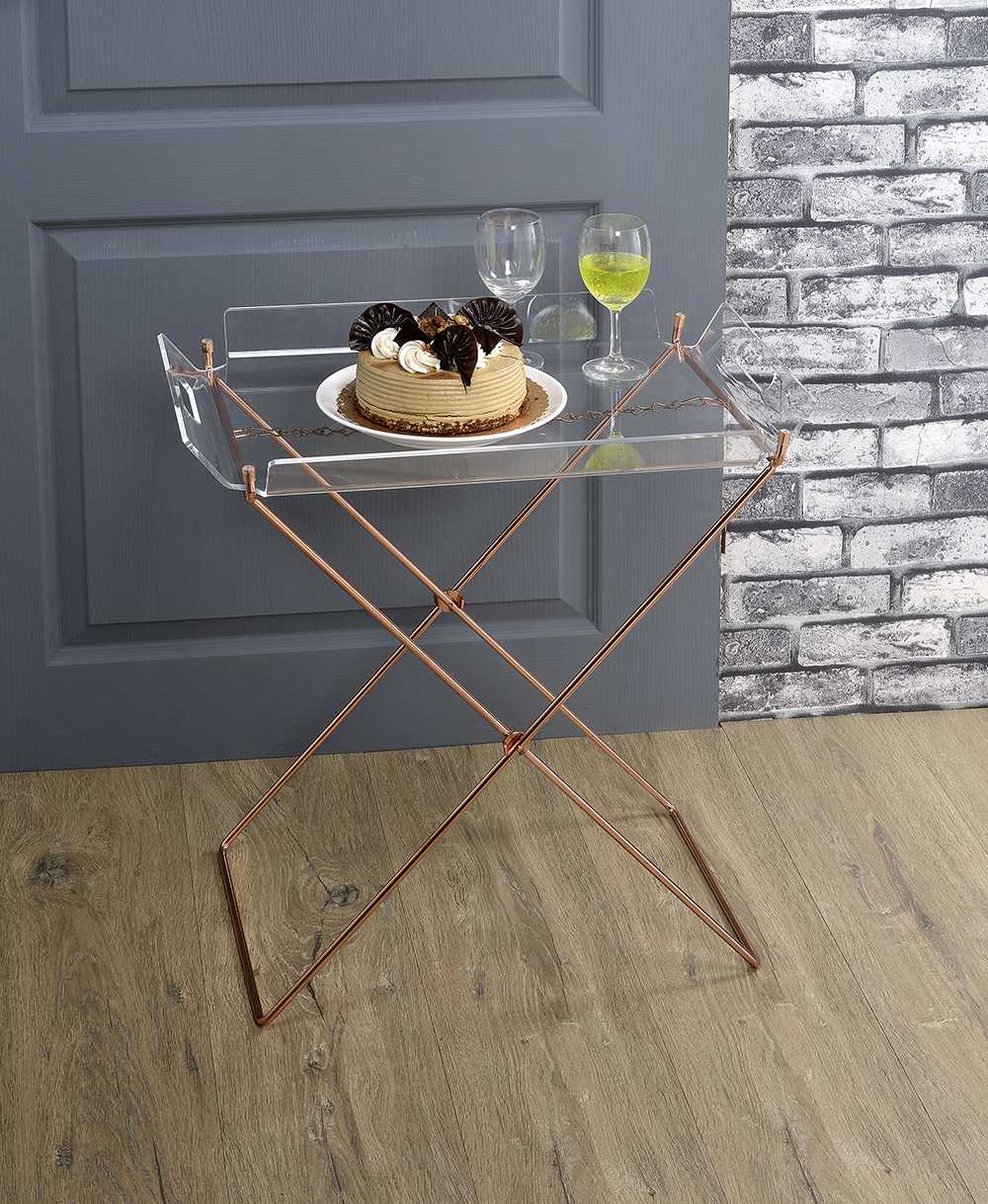 Homeroots 27" X 19" X 34" Clear Glass And Gold Serving Cart  Glass 286457