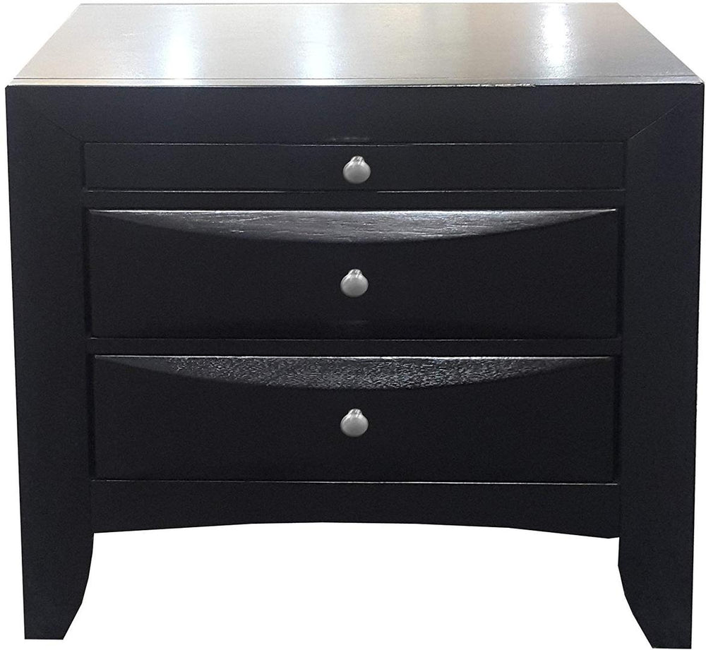 Homeroots 25" Black Three Drawers Nightstand   286488