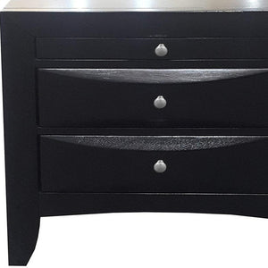 Homeroots 25" Black Three Drawers Nightstand   286488
