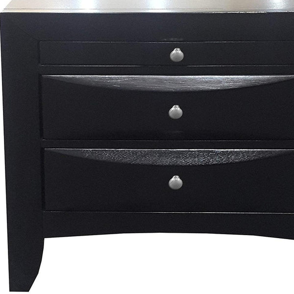 Homeroots 25" Black Three Drawers Nightstand   286488