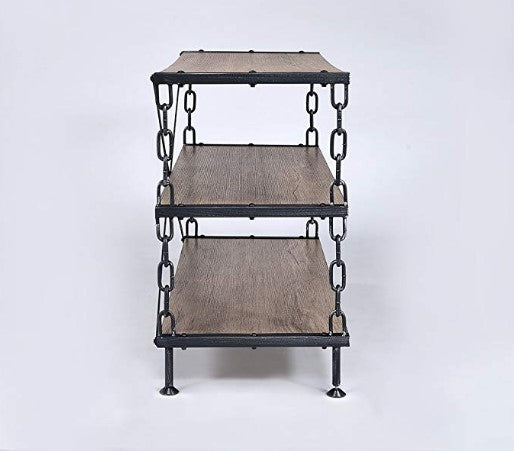Homeroots 48" X 18" X 31" Rustic Oak And Antique Black Tv Stand  Manufactured Wood 286513