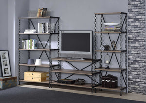 Homeroots 48" X 18" X 31" Rustic Oak And Antique Black Tv Stand  Manufactured Wood 286513