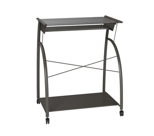 Homeroots 32" Clear And Silver Glass Mirrored Computer Desk   286518