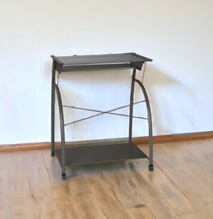 Homeroots 32" Clear And Silver Glass Mirrored Computer Desk   286518