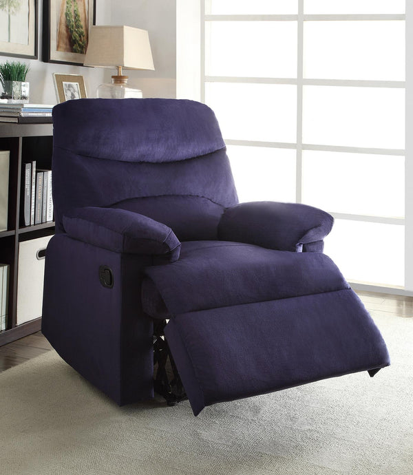 Homeroots Blue Woven Fabric Upholstered Recliner With Knock Down Back   286519