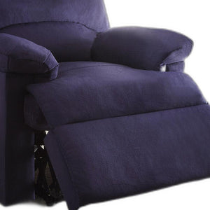 Homeroots Blue Woven Fabric Upholstered Recliner With Knock Down Back   286519