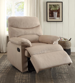 Homeroots Recliner , Light Brown Woven Fabric - Woven Fabric, Wood (Solid Light Brown Woven Fabric   286522