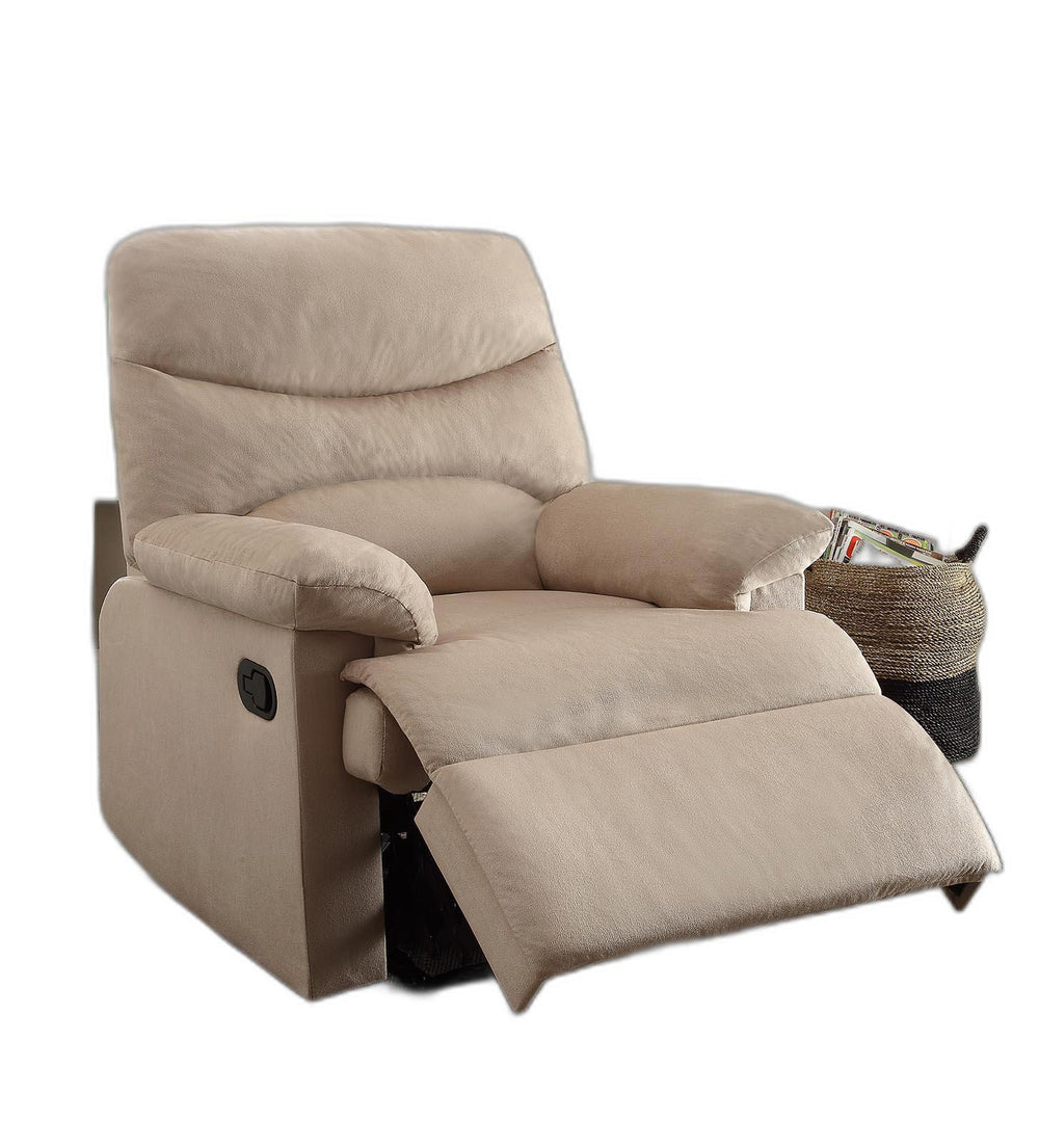 Homeroots Recliner , Light Brown Woven Fabric - Woven Fabric, Wood (Solid Light Brown Woven Fabric   286522