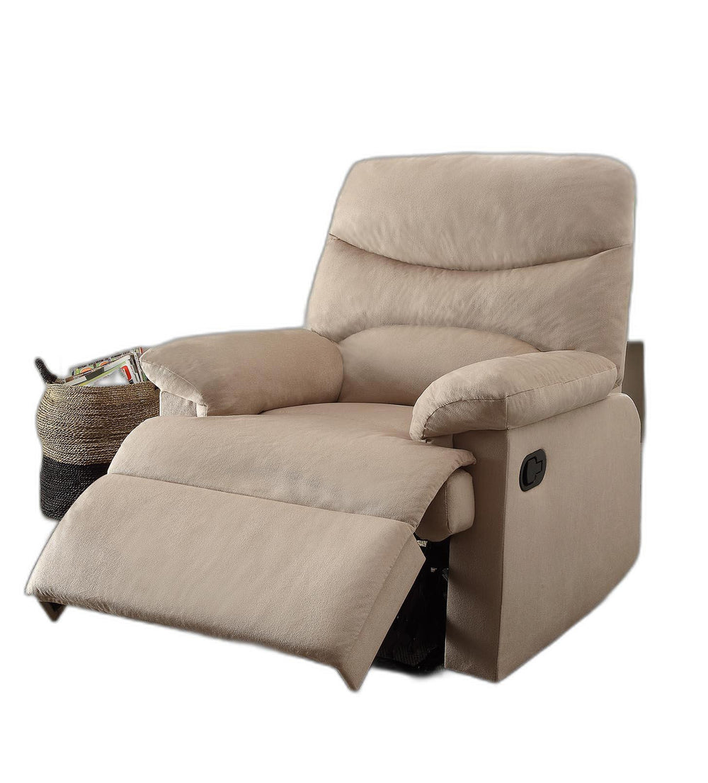 Homeroots Recliner , Light Brown Woven Fabric - Woven Fabric, Wood (Solid Light Brown Woven Fabric   286522