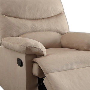 Homeroots Recliner , Light Brown Woven Fabric - Woven Fabric, Wood (Solid Light Brown Woven Fabric   286522
