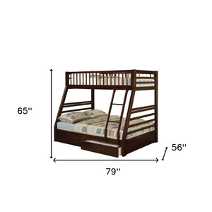 Homeroots Espresso Full Transitional Bunk Bed Espresso Wood 286524
