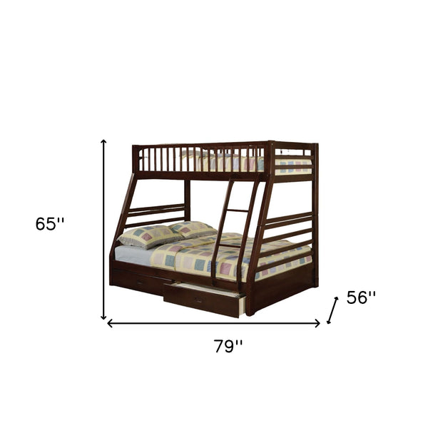 Homeroots Espresso Full Transitional Bunk Bed Espresso Wood 286524