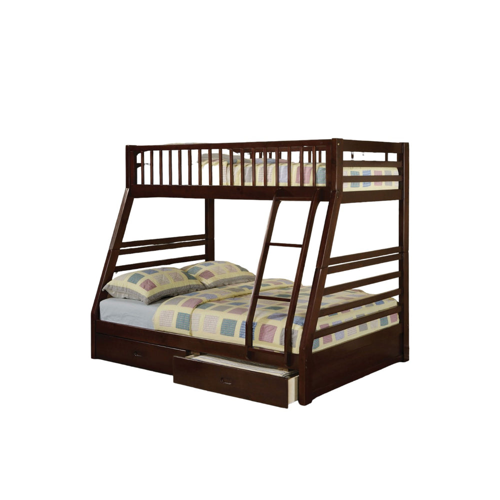 Homeroots Espresso Full Transitional Bunk Bed Espresso Wood 286524