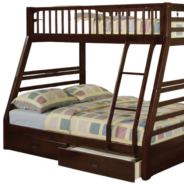 Homeroots Espresso Full Transitional Bunk Bed Espresso Wood 286524