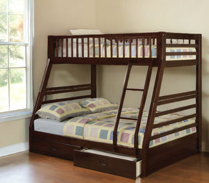 Homeroots Espresso Full Transitional Bunk Bed Espresso Wood 286524