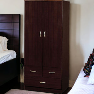 Homeroots 32" Espresso Manufactured Wood Three Drawer Gentlemans Chest  Manufactured Wood 286525