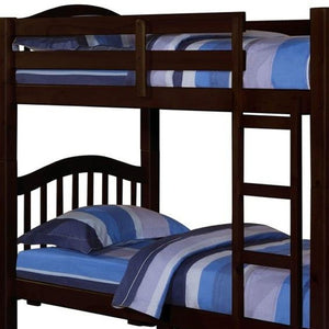 HomeRoots 80" Stylish Espresso Pine Twin Over Twin Bunk Bed - Versatile Design for Kids' Rooms & Sleepovers! 286536