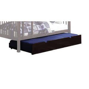 HomeRoots Espresso Solid Wood Twin Bed with Pull-out Trundle Sleepover Ready Youth Bedroom 286537