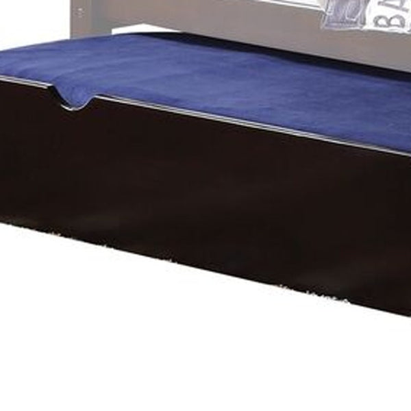 Espresso Solid Wood Twin Bed with Pull-out Trundle Sleepover Ready Youth Bedroom
