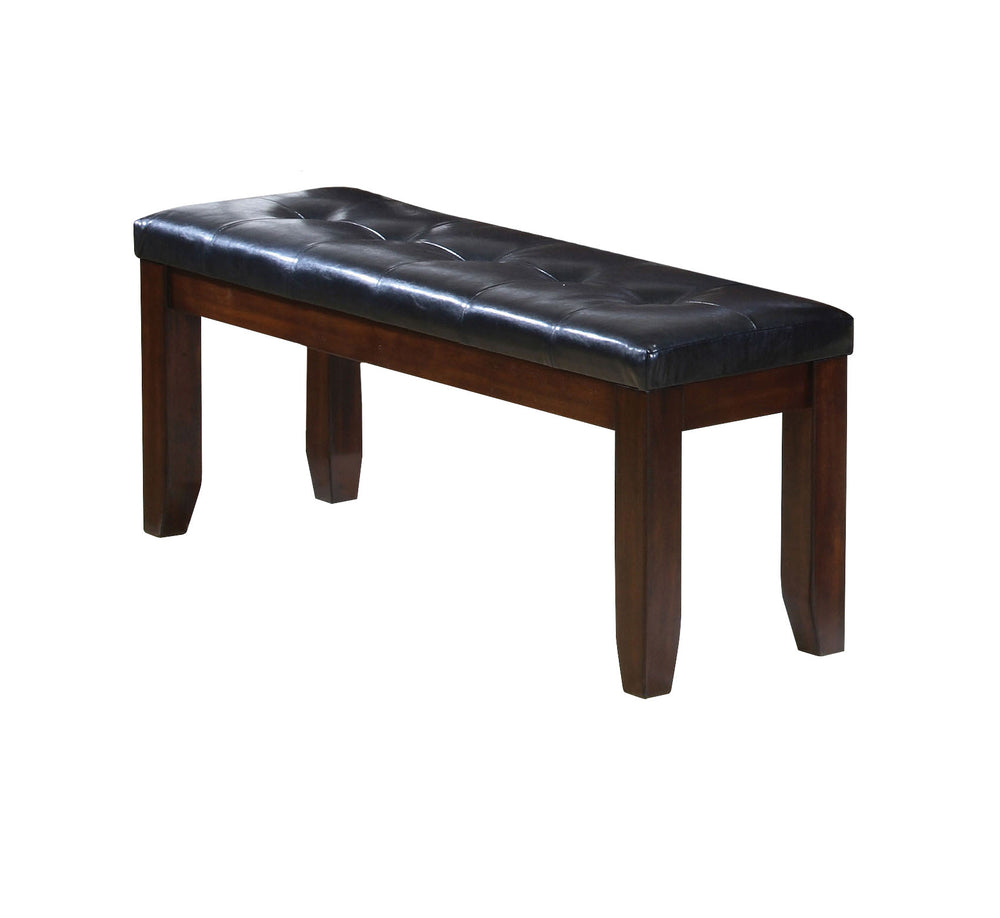 Homeroots 48" Black And Espresso Upholstered Faux Leather Bench  Manufactured Wood 286541