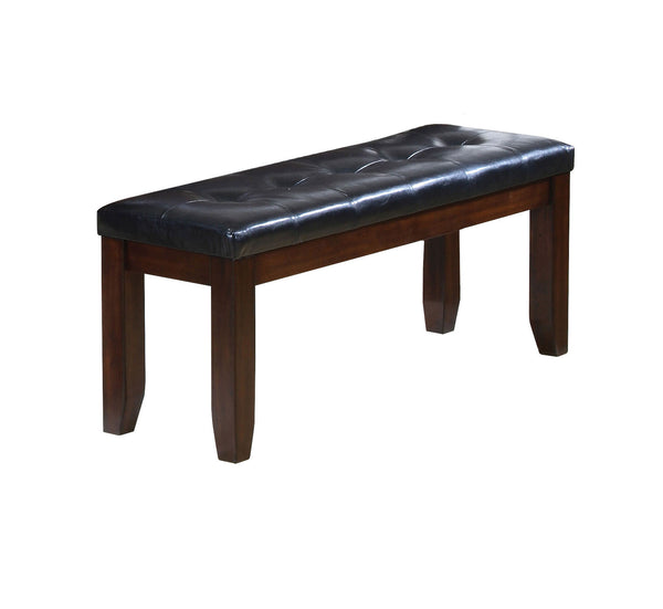 Homeroots 48" Black And Espresso Upholstered Faux Leather Bench  Manufactured Wood 286541