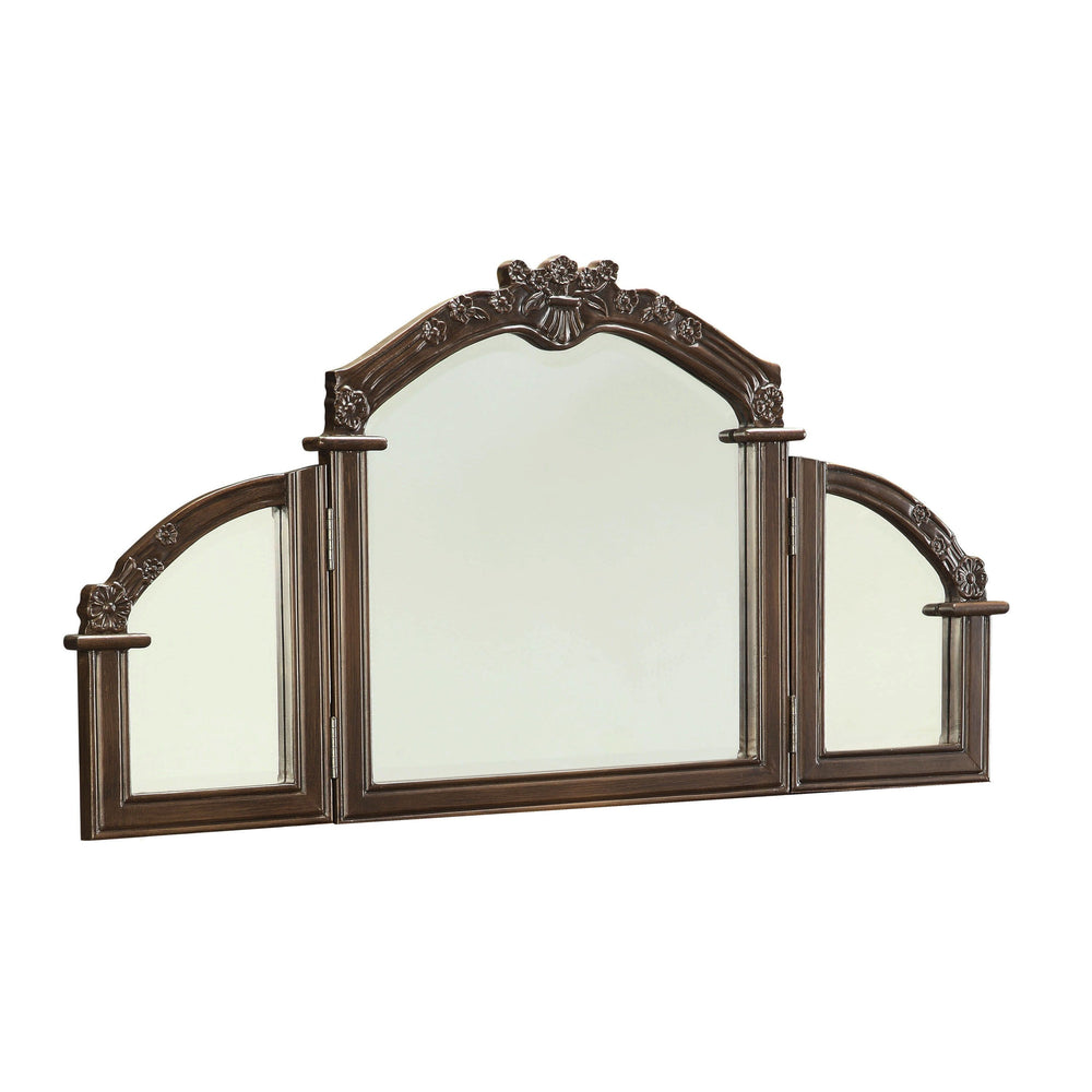 Homeroots 24" Oak Abstract Wood Framed Dresser Mirror  Mdf 286544