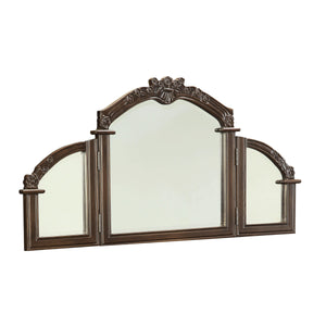 Homeroots 24" Oak Abstract Wood Framed Dresser Mirror  Mdf 286544