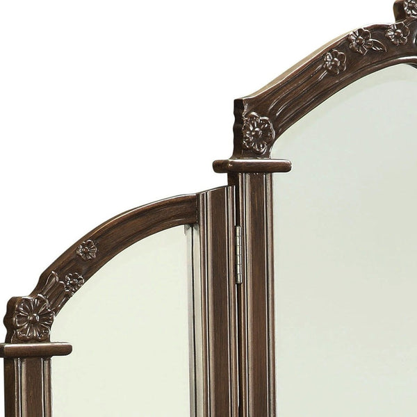 Homeroots 24" Oak Abstract Wood Framed Dresser Mirror  Mdf 286544