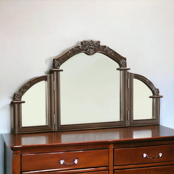 Homeroots 24" Oak Abstract Wood Framed Dresser Mirror  Mdf 286544