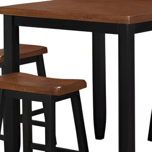 HomeRoots Five-Piece Solid Wood Dining Set: Modern Oak Table & Four Black Backless Chairs for Stylish Dining 286545