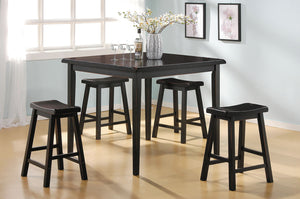Homeroots Five Piece Black Square Dining Set  Wood 286546