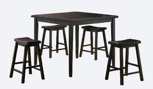 Homeroots Five Piece Black Square Dining Set  Wood 286546