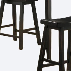 Homeroots Five Piece Black Square Dining Set  Wood 286546