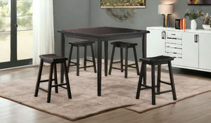 Homeroots Five Piece Black Square Dining Set  Wood 286546