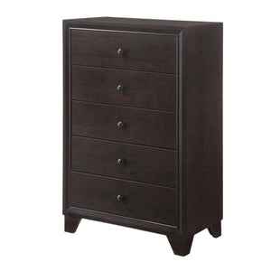 HomeRoots 31" Espresso Solid Wood Five Drawer Dresser - Stylish Storage Solution for Any Bedroom Décor Needs! 286549