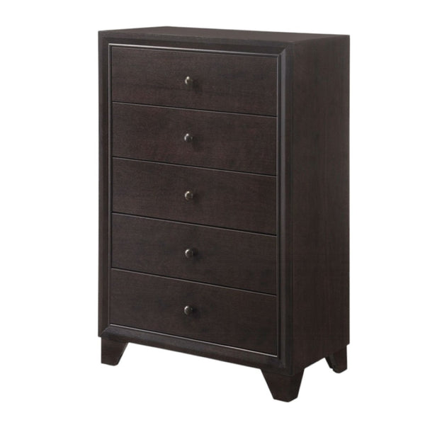 HomeRoots 31" Espresso Solid Wood Five Drawer Dresser - Stylish Storage Solution for Any Bedroom Décor Needs! 286549