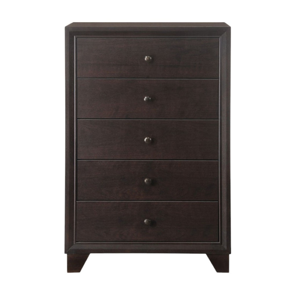 HomeRoots 31" Espresso Solid Wood Five Drawer Dresser - Stylish Storage Solution for Any Bedroom Décor Needs! 286549