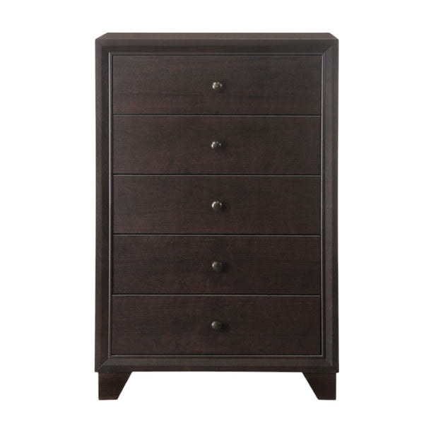 HomeRoots 31" Espresso Solid Wood Five Drawer Dresser - Stylish Storage Solution for Any Bedroom Décor Needs! 286549