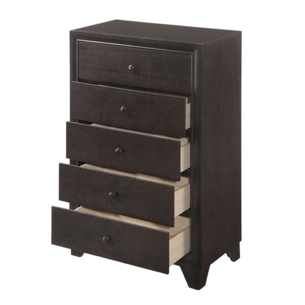 HomeRoots 31" Espresso Solid Wood Five Drawer Dresser - Stylish Storage Solution for Any Bedroom Décor Needs! 286549