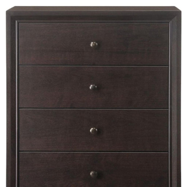 HomeRoots 31" Espresso Solid Wood Five Drawer Dresser - Stylish Storage Solution for Any Bedroom Décor Needs! 286549