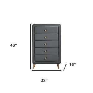 HomeRoots 43" Light Gray Solid Wood Dresser - Modern Minimalist Storage Solution for a Stylish Bedroom Upgrade 5 286556