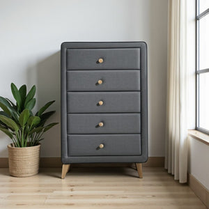 HomeRoots 43" Light Gray Solid Wood Dresser - Modern Minimalist Storage Solution for a Stylish Bedroom Upgrade 5 286556