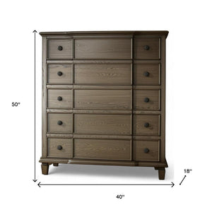 HomeRoots 60" Solid Wood Nine Drawer Double Dresser - Elegant Dark Brown Finish for Timeless Bedroom Storage 5 286558