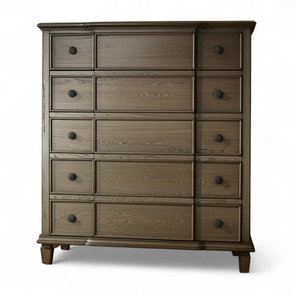 HomeRoots 60" Solid Wood Nine Drawer Double Dresser - Elegant Dark Brown Finish for Timeless Bedroom Storage 5 286558