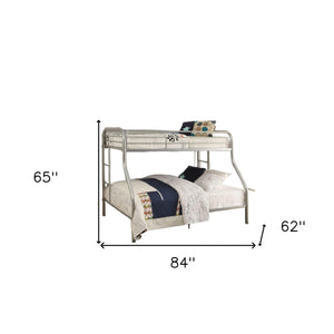 Homeroots 84" Twin Over Queen Metal Tube Bunk Bed - Sturdy, Stylish, And Space-saving Design For Kids' Rooms Silver Metal 286572