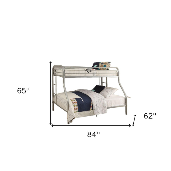 Homeroots 84" Twin Over Queen Metal Tube Bunk Bed - Sturdy, Stylish, And Space-saving Design For Kids' Rooms Silver Metal 286572