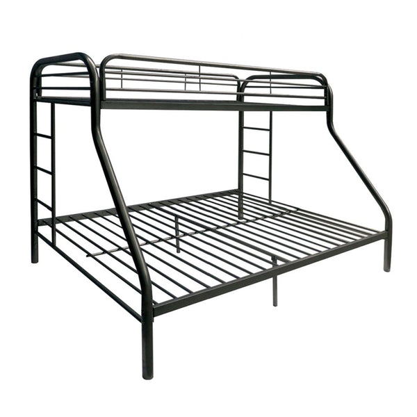 Homeroots Black Twin Over Full Contemporary Metal Bunk Bed Black Metal 286573