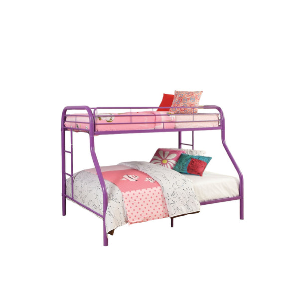 Homeroots 78" X 54" X 60" Twin Over Full Purple Metal Tube Bunk Bed Purple Metal 286575